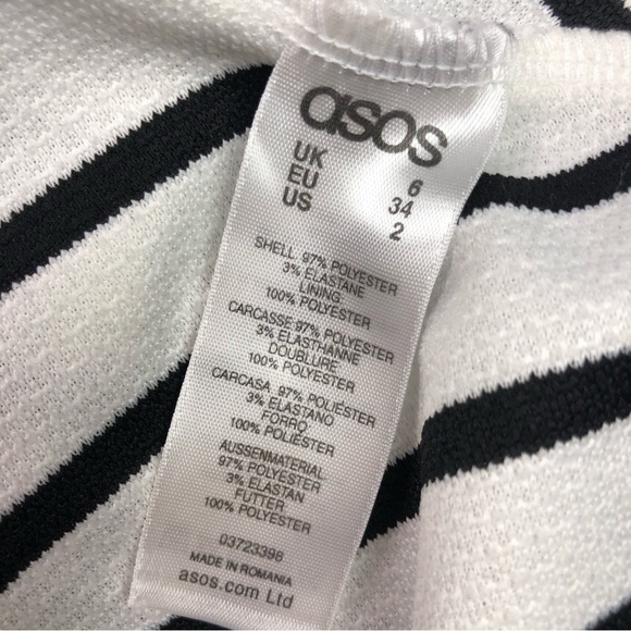 ASOS Women’s Striped Sleeveless Textured Midi Skater Dress Size 2 - Picture 8 of 8